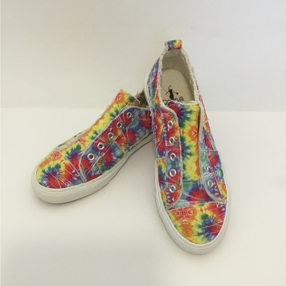 Corkys BABALU Rainbow Tie Dye Slip On Tennis Shoes / Sneakers, 8